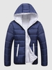 Colorblock Zip Fly Puffer Padded Hooded Jacket 2xl Deep blue