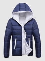 Colorblock Zip Fly Puffer Padded Hooded Jacket 2xl Deep blue