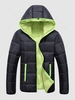 Colorblock Zip Fly Puffer Padded Hooded Jacket 2xl Green