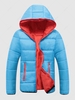 Colorblock Zip Fly Puffer Padded Hooded Jacket 2xl Light blue