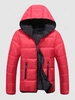 Colorblock Zip Fly Puffer Padded Hooded Jacket 2xl Red