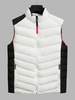Colorblock Zip Up Stand Collar Pocket Quilted Waistcoat M White