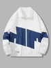 Colorblock Zipper Casual Jacket L White