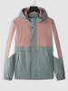Colorblock Zipper Fly Hooded Jacket 2xl Pink