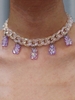 Colored Bear Pendant Transparent Choker Necklace
