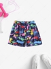 Colored Camouflage Patterned Biker Shorts L Deep blue