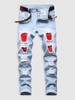 Colored Distressed Skinny Jeans 38 Light blue