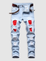 Colored Distressed Skinny Jeans 38 Light blue