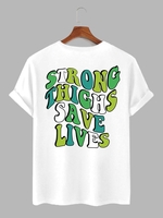 Colored Letter Printed Round Neck T-shirt Xl White