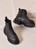 Contrast Piping Lace Up Combat Boots