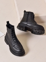 Contrast Piping Lace Up Combat Boots