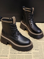 Contrast Piping Platform Combat Boots