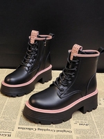 Contrast Piping Platform Combat Boots