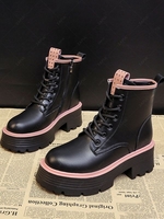 Contrast Piping Platform Combat Boots