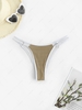 Contrast Piping Textured Bikini Bottom L Deep coffee