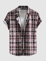 Contrast Plaid Button Up Shirt S Multi a