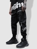 Contrast Pockets Letter Graphic Techwear Cargo Pants S Black