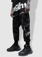 Contrast Pockets Letter Graphic Techwear Cargo Pants Xs Black