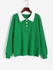 Contrast Polo Collar Drop Shoulder Jumper Sweater M Green