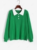 Contrast Polo Collar Drop Shoulder Jumper Sweater S Green