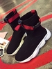 Contrast Ribbons Buckle Decor Knit Sock Sneakers