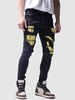 Contrast Ripped Patch Casual Jeans L Black