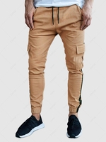Contrast Side Cargo Jogger Pants S Coffee