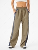 Contrast Side Slit Wide Leg Pants S Coffee