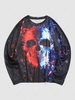 Contrast Skull 3D Print Long Sleeve T-shirt 2xl