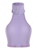 Contrast Stitching Ribbed Open Back Crop Top S Light purple