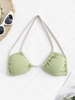 Contrast Strap Ribbed Bikini Top S Green