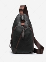 Contrast Strap Zippered Sling Bag
