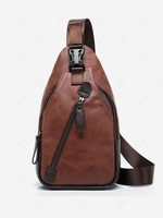 Contrast Strap Zippered Sling Bag