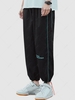 Contrast Stripe Letter Casual Pants L Black