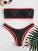 Contrast Trim Bandeau Bikini Set S Black