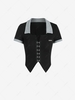 Contrast Trim Letter Patched Hook Front T Shirt S Black