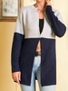 Contrast Two Tone Knit Tunic Cardigan Light gray