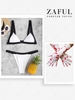 Contrast Two Tone String Bikini Swimwear with Halloween Costume Cosplay Skeleton Blood Gloves Multi d