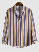 Contrast Vertical Stripe Print Button Up Shirt M