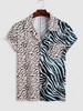 Contrasting Leopard and Zebra Printed Front Pocket Shirt Xxl Leopard