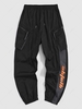 Contrasting Letter Print Pants L Black