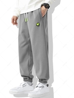 Contrasting Letter Print Pants Xl Dark gray