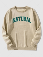 Contrasting Natural Print Fleece-lined Essentials Sweatshirt L Light coffee
