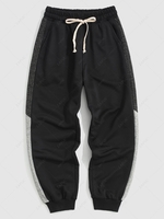 Contrasting Patchwork Jogger Sweatpants Xl Black