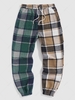 Contrasting Plaid Print Pants S Coffee