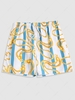 Contrasting Stripe Chain Print Vacation Shorts S Blue zircon