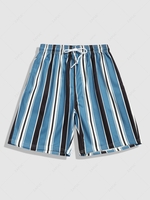 Contrasting Stripe Pattern Shorts L Blue ivy