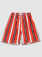 Contrasting Stripe Pattern Shorts M Red