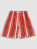 Contrasting Stripe Pattern Shorts Xxl Red