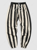 Contrasting Stripe Print Jogger Sweatpants 4xl Light yellow